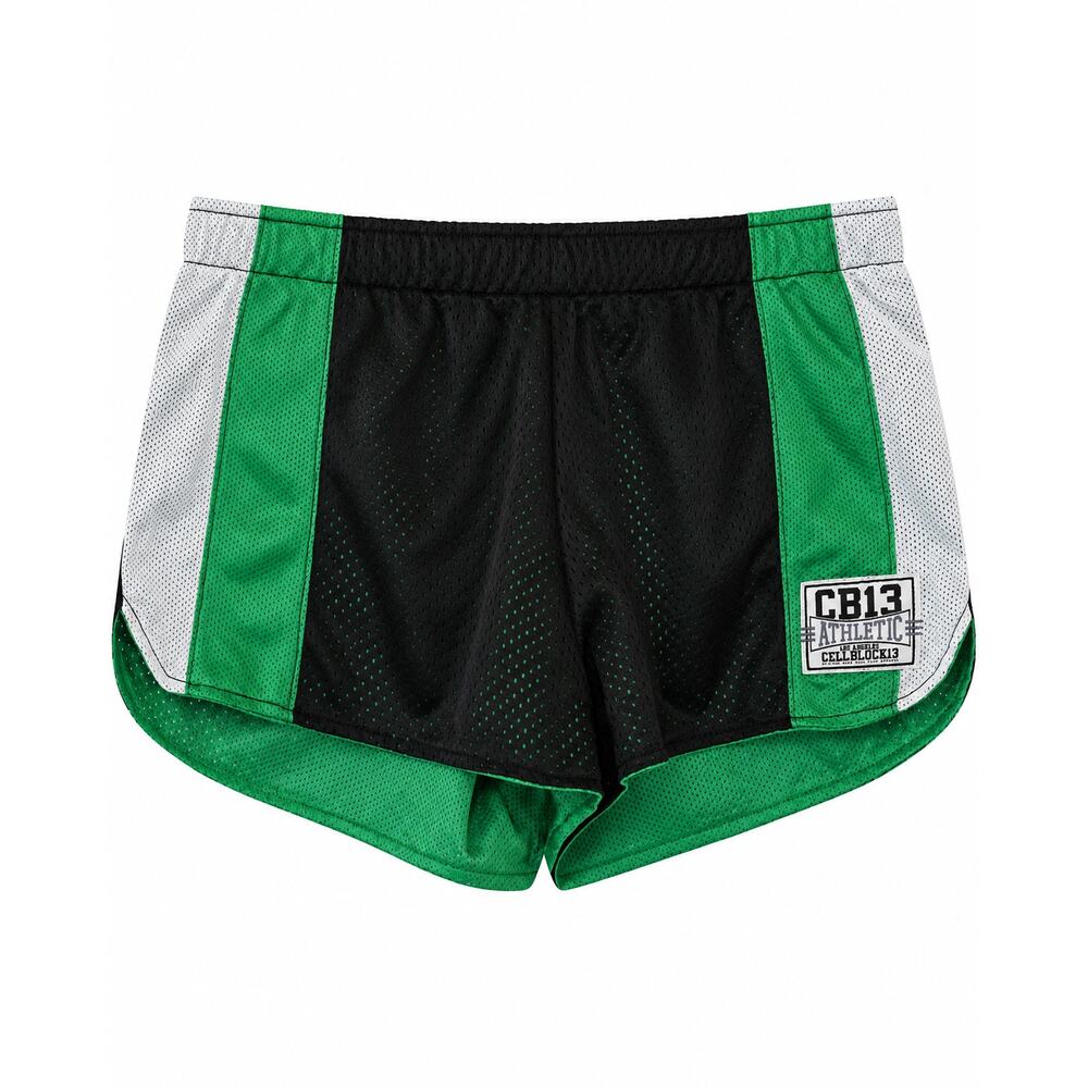 CellBlock 13 CB13 Men’s Mesh Short Shorts XL Black Green 2" Inseam - Picture 2 of 4
